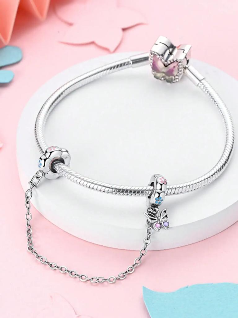 Butterfly Loves Safety Chains Beads Charm Copper Plated Fit Charms Copperoriginal Bracelet For Jewelry Making Diy Charm