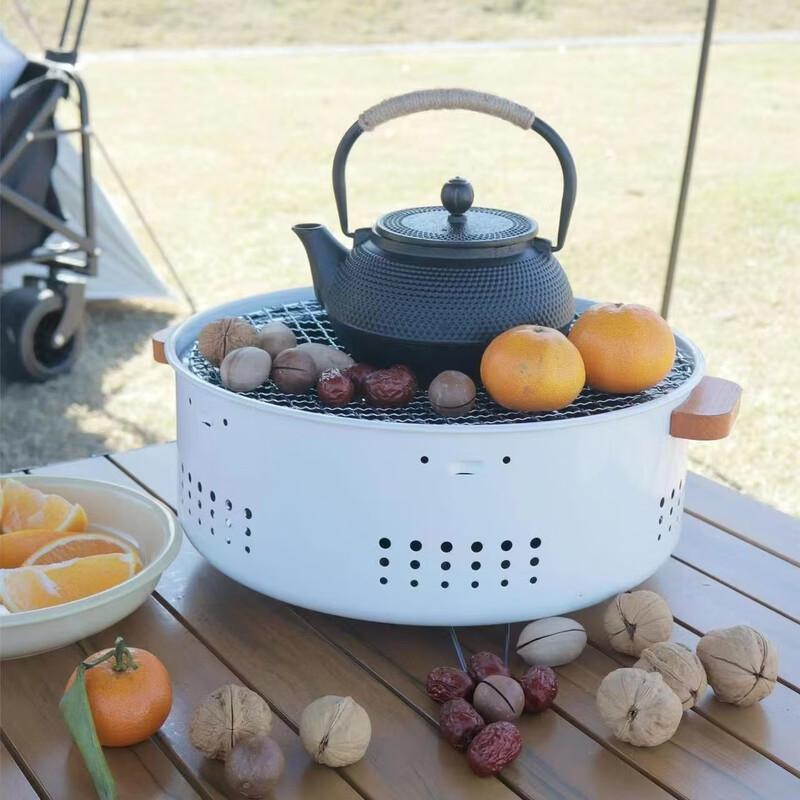 Oeny Portable Multi-functional Round Charcoal Grill