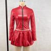 Women's Spring/Summer Standing Collar Zip Top Short Skirt Set