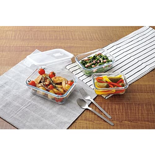 Kakusee HO-05 Home Meal - Heat-Resistant Glass Storage Container with Steam Valve, Rectangular, 1000ml, Clear