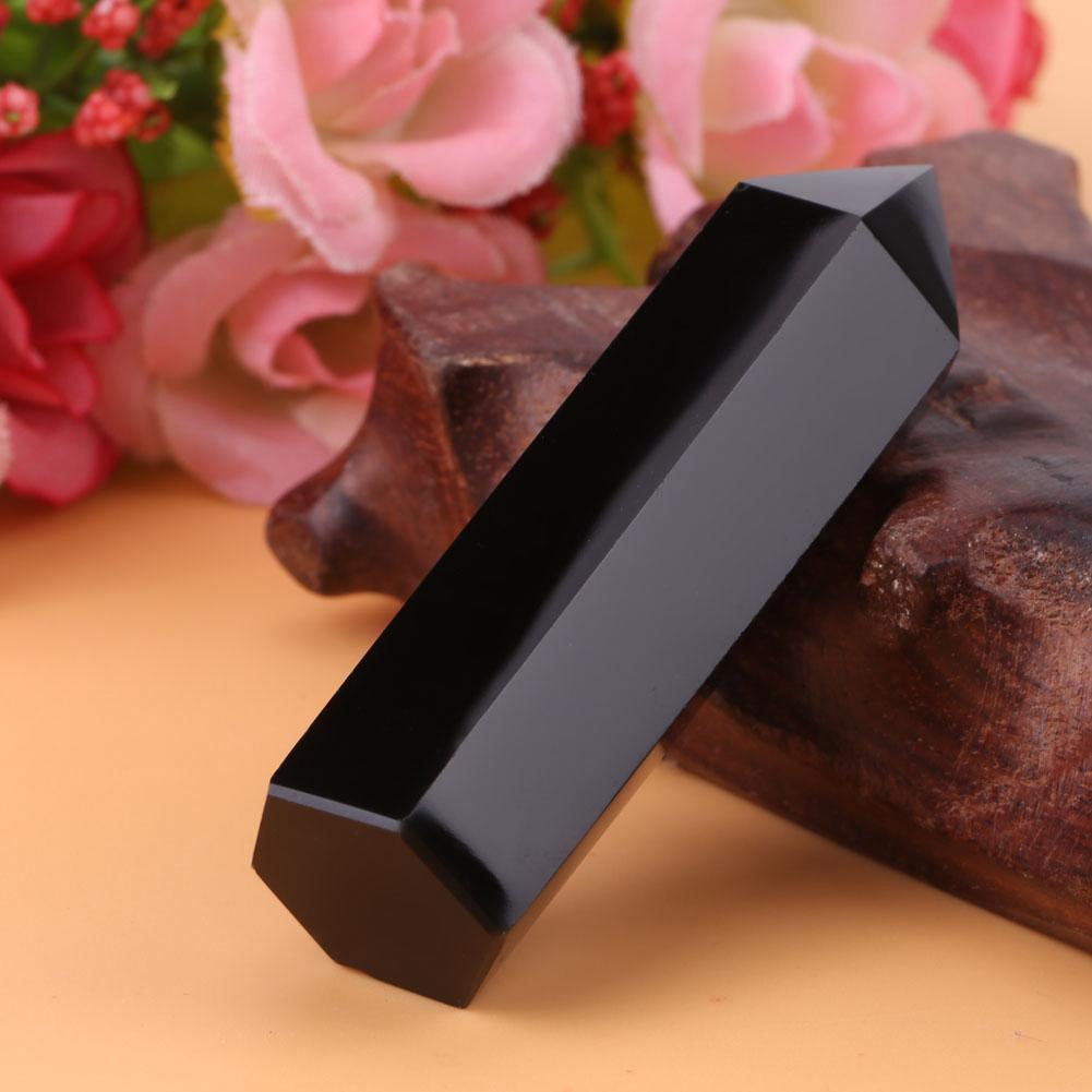 1ks Přírodní Křišťálový Hrot z Černého Obsidiánu Léčivá Šestihranná Hůlka Sloup