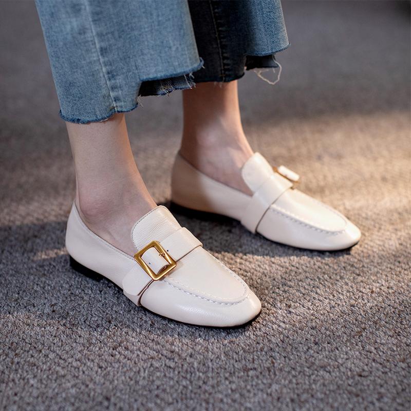 Fashion Low Heels Women Pumps Retro Round Toe Concise Office Lady Working Shoes Woman Genuine Leather Pumps Basic Spring Summer 2025 New