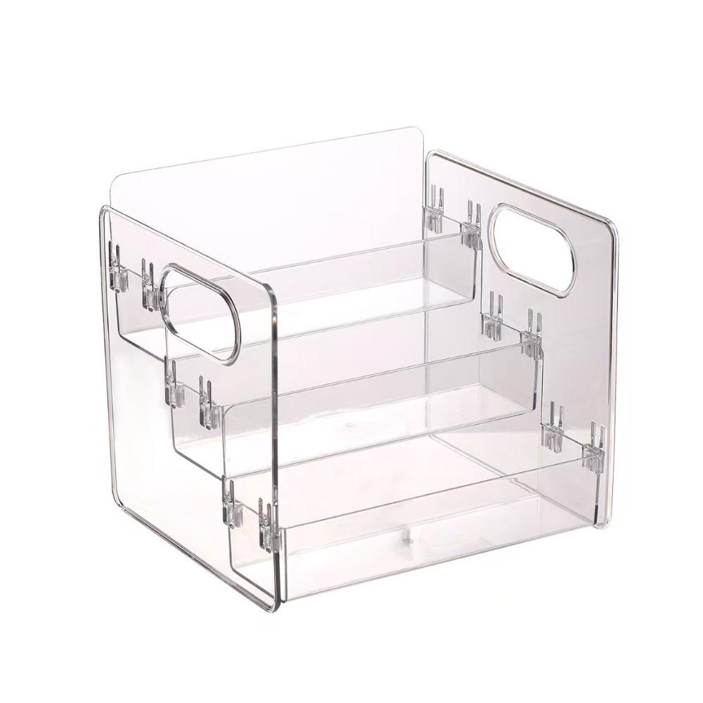 Transparent Cosmetic Storage Box Large Capacity Three-Tier Design Clear Makeup Rack Portable Compartment Slanted Storage Basket чистый