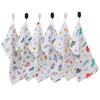 6 Layer Pure Cotton Baby Gauze Square Towel High Density Printed Children Face Washing Saliva Towel Soft Absorbent