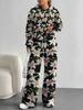 European and American Autumn and Winter Casual Long-sleeved Suit Women's Hooded Sweater Trousers Two-piece Set Retro Elements