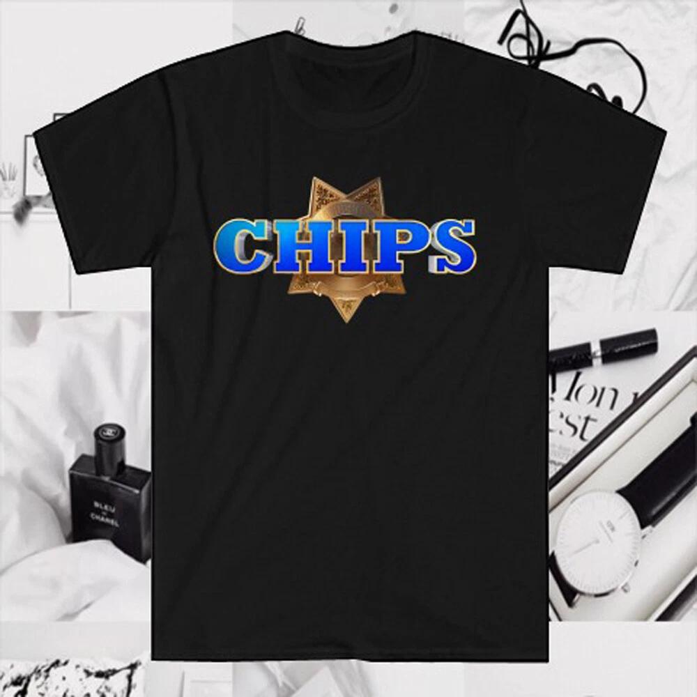 CHIPS Retro Police Movie Badge Men s Black Size S to 5XL S