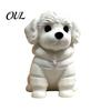 Sitzender Hund Ornament 3D Gedruckte Figur, Mini Weiße Statue für Schreibtisch Moderne Dekoration, Tierform Home Office Bücherregal Welpe Dekorative Skulptur