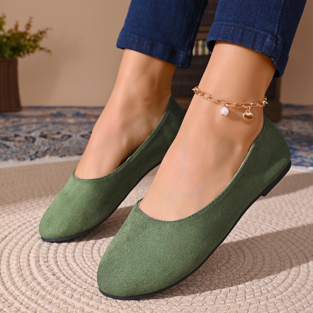 Round-toe Large-size Single Shoes, New Style Flat Shoes, Women s Shallow-toe Shoes 36 зелёный