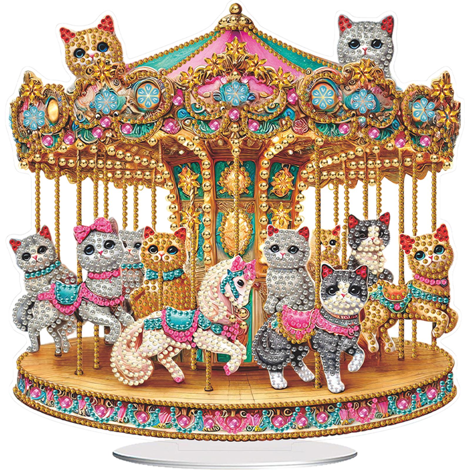 

Acrylic 2D Flat Carousel DIY Table Top Diamond Painting Ornament Kits Diamond Painting Desktop Ornaments Kit Bedroom Table Decor