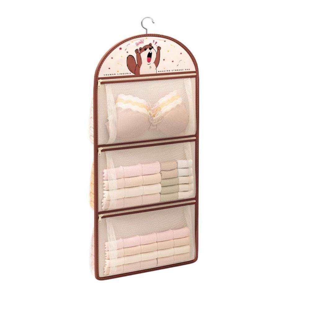 Cartoon Socks Storage Hanging Bag 1/2/3 Layer Hanging Mesh Bag Clothing Storage Bags  Dormitory