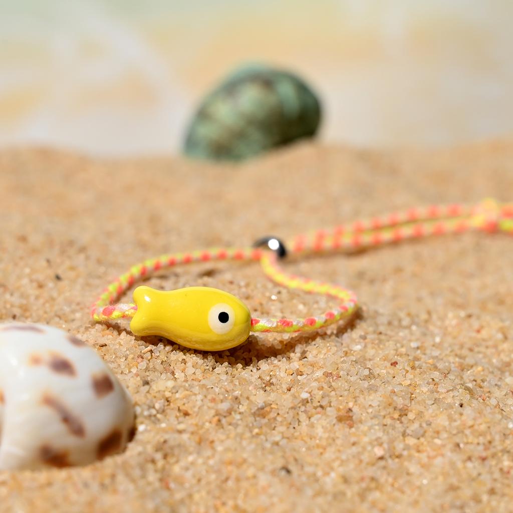 Trendy Multicolored Pull - String Ceramic Fish Bracelet Jewelry Women: Bohemian Style, Ideal for Wrist and Ankle