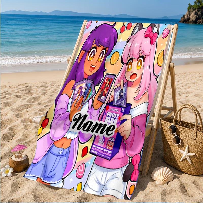 Custom Name Beach Towel Aphmau Candy Adventure Microfiber Beach Towel, Lightweight for Summer Travel, Swimming Pool Fan Birthday Gift