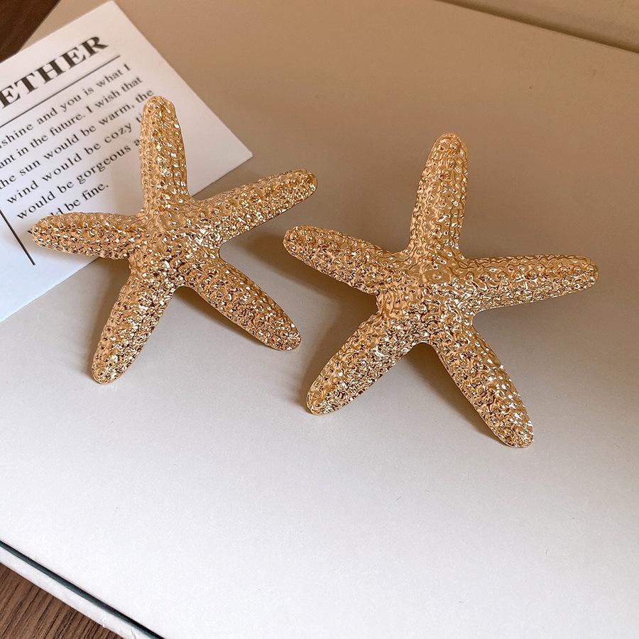 

Steel needle pleated starfish pendant earrings European and American simple fashion exquisite earrings light luxury high-end earrings women