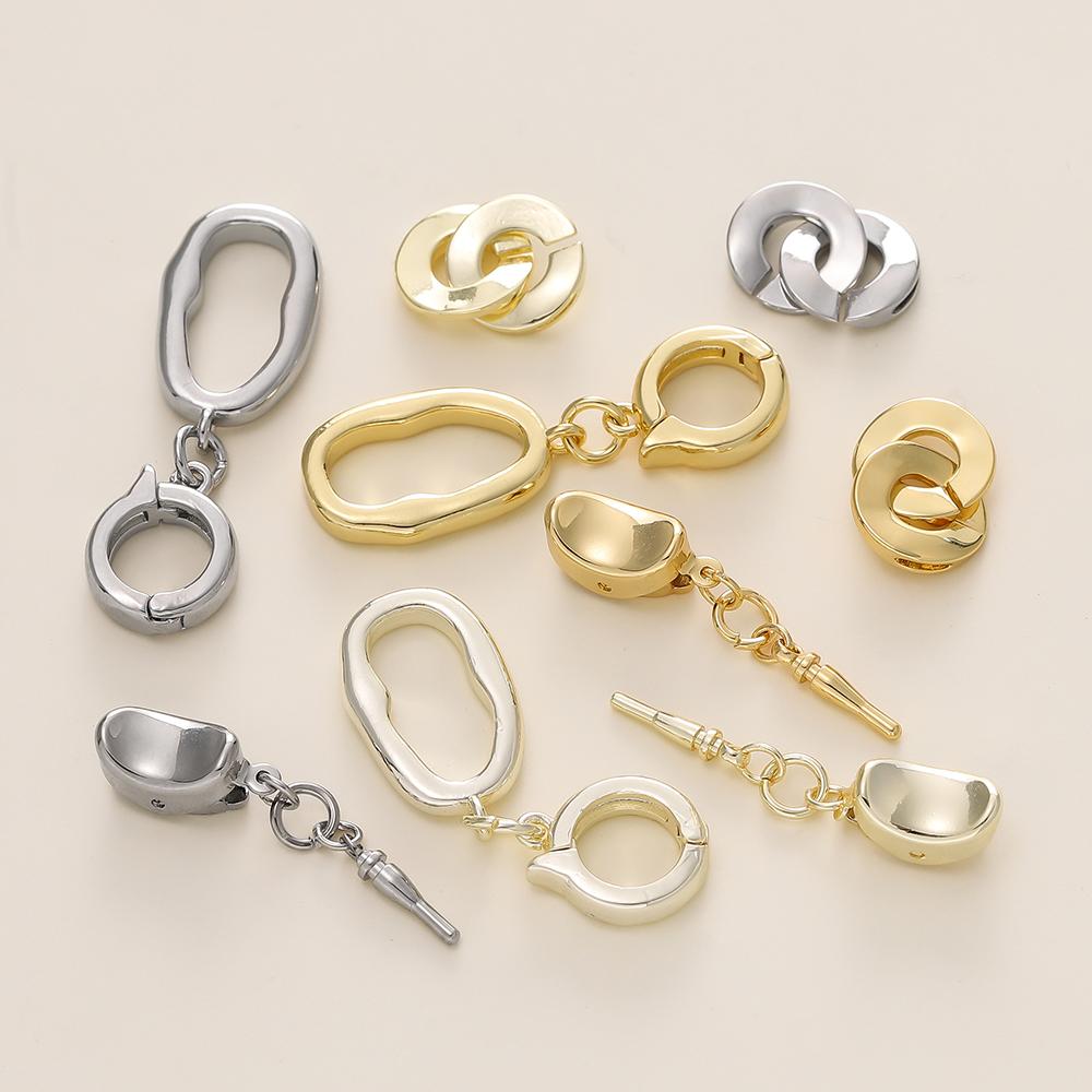 1pcs/lot 14/18K Gold Color Plated Metal Copper Necklace Clasp Connectors for DIY Jewelry Making Necklace Bracelet Accessories