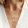 18K Gold-Plated Mini Round Pendant Necklace with Etched Stainless Steel Disc