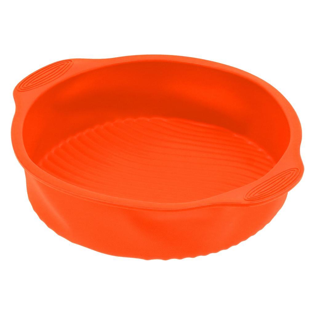 9in Round Silicone Cake Mold Pan NoStick Bread Baking Pan for Home Kitchen Bakery(Orange )
