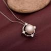 10MM Round Shape Pearl Gemstone 925 Sterling Silver Floating Halo Solitaire Pendant Necklace For Women Jewelry