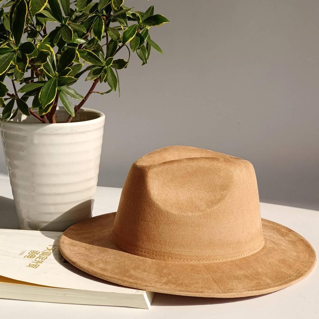 LIDHAY Western Style Suede Hat, Unisex Wide Brim Fedora Hat, Felt Panama Hat, Rancher Hat LIDHAY Western Style Suede Hat, Unisex