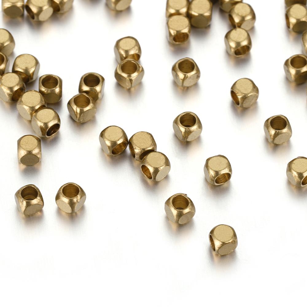 100pcs 1-5mm Brass Cube Square Spacer Beads Loose Charm Bead for DIY Bracelets Necklace Jewelry Making Accessories Wholesale