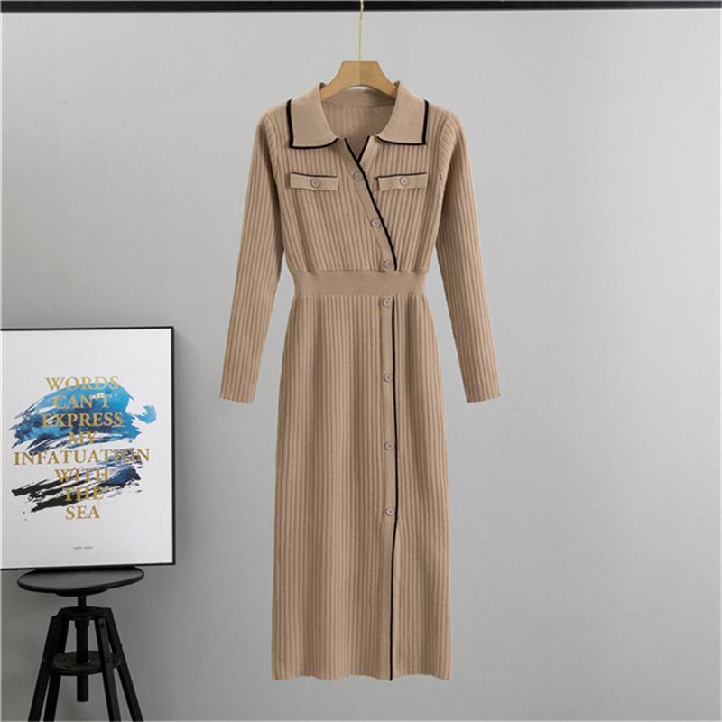 Autumn  High End Ladies' Knitted Dress With Temperament  Mid Length Skirt For Women