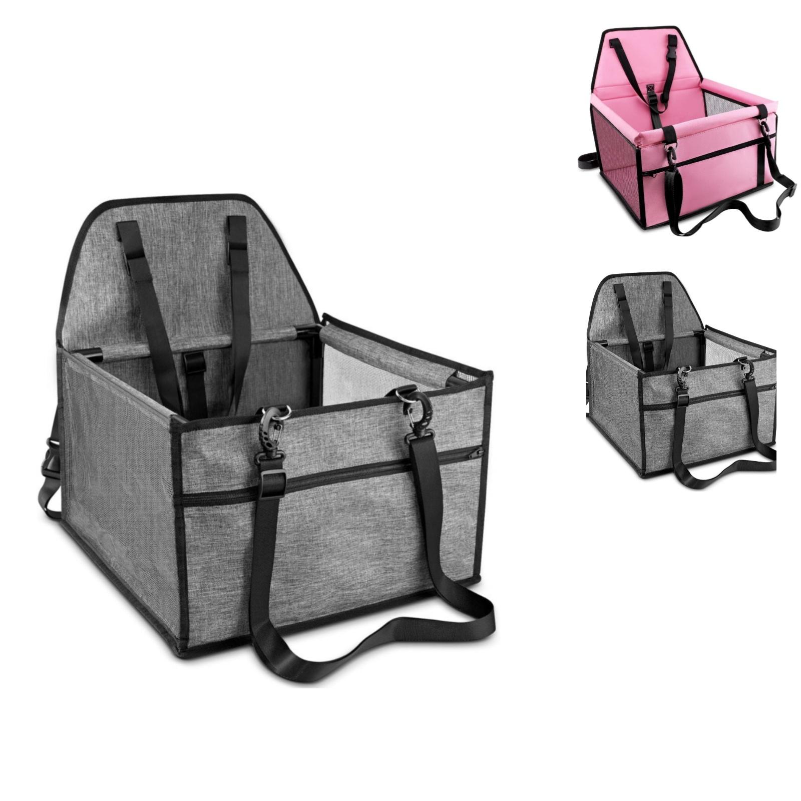 High Quality Pet Dog Car Booster Seat Pet Mesh Puppy Safety Belt Stable Foldable Travel Pet Dog Car Seat Booster Basket rosa