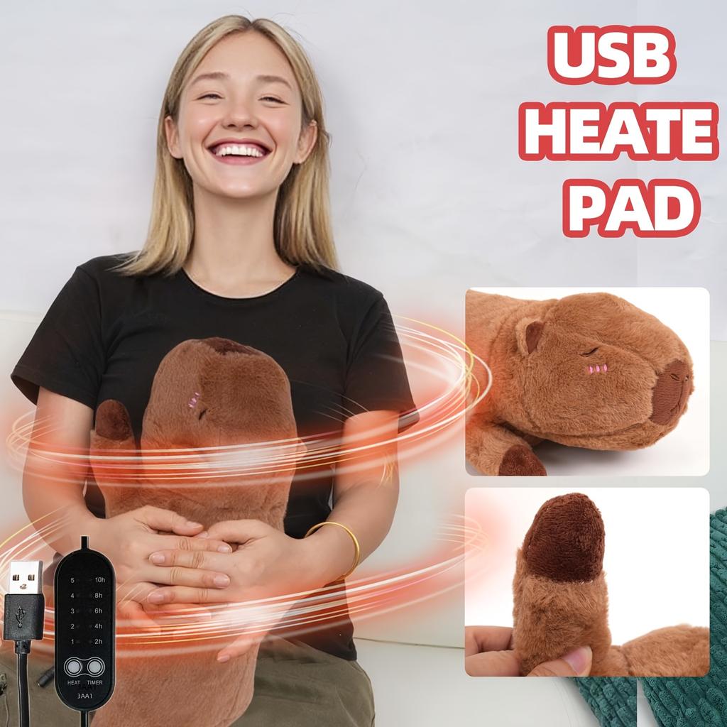 USB Elektrisches Heizkissen, 5V 2A Weiches und Bequemes Capybara Plüsch Heizkissen, Geeignet für Frauen und Ehefrau Weihnachts- Valentinstag Geschenk