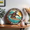 8 Inch Retro Metal Tin Sign Surfing Sea Turtle Vintage Round Wall Art Decor Living Room Beach House