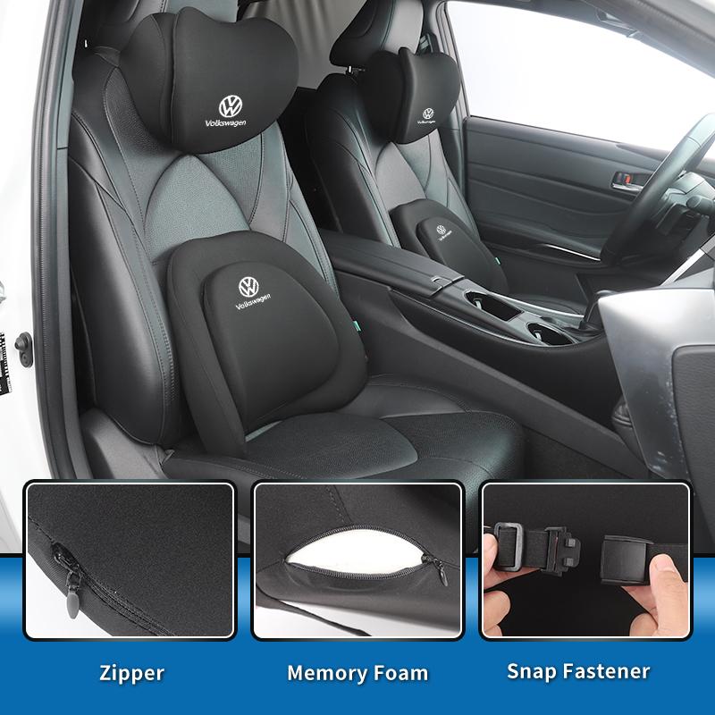 BAG1 Car Stickers Cushion Memory Cotton-Padded Headrest Lumbar Support For VW Scirocco Jetta Beetle Golf Passat Polo Tiguan Touran