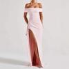 Summer European and American Tube Top Sexy Dress One-word Collar Halter Split Long Dress