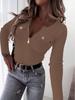 2025 Women's Ribbed Knit Slim-Fit V-Neck Long Sleeve Pullover with Metal Zipper