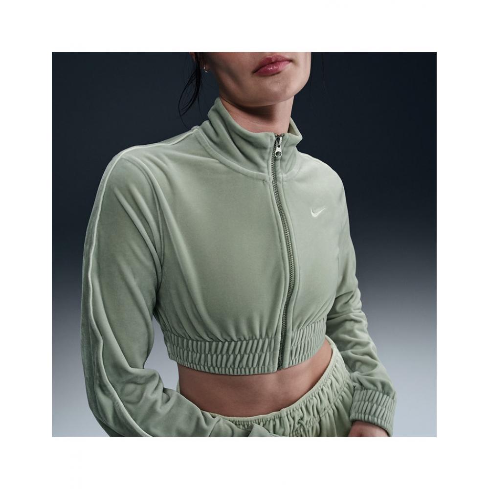 

A Nike Women S Cropped Velour Full Zip Top Fz3680 370 Jade Horizon sale/80