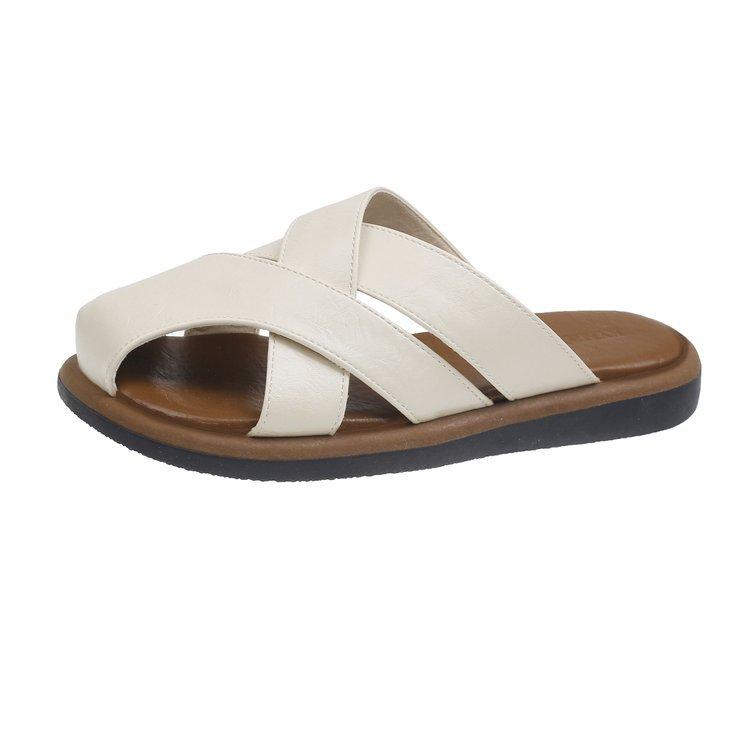 

Internet celebrity retro woven bag head half slippers women wear 2025 new spring and summer one-pedal flat-bottomed Roman cool slippers 40