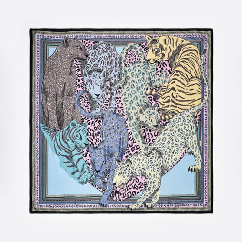 BIMBA Y LOLA Pastel Cat Heart & Border Scarf B256AIF011PKF