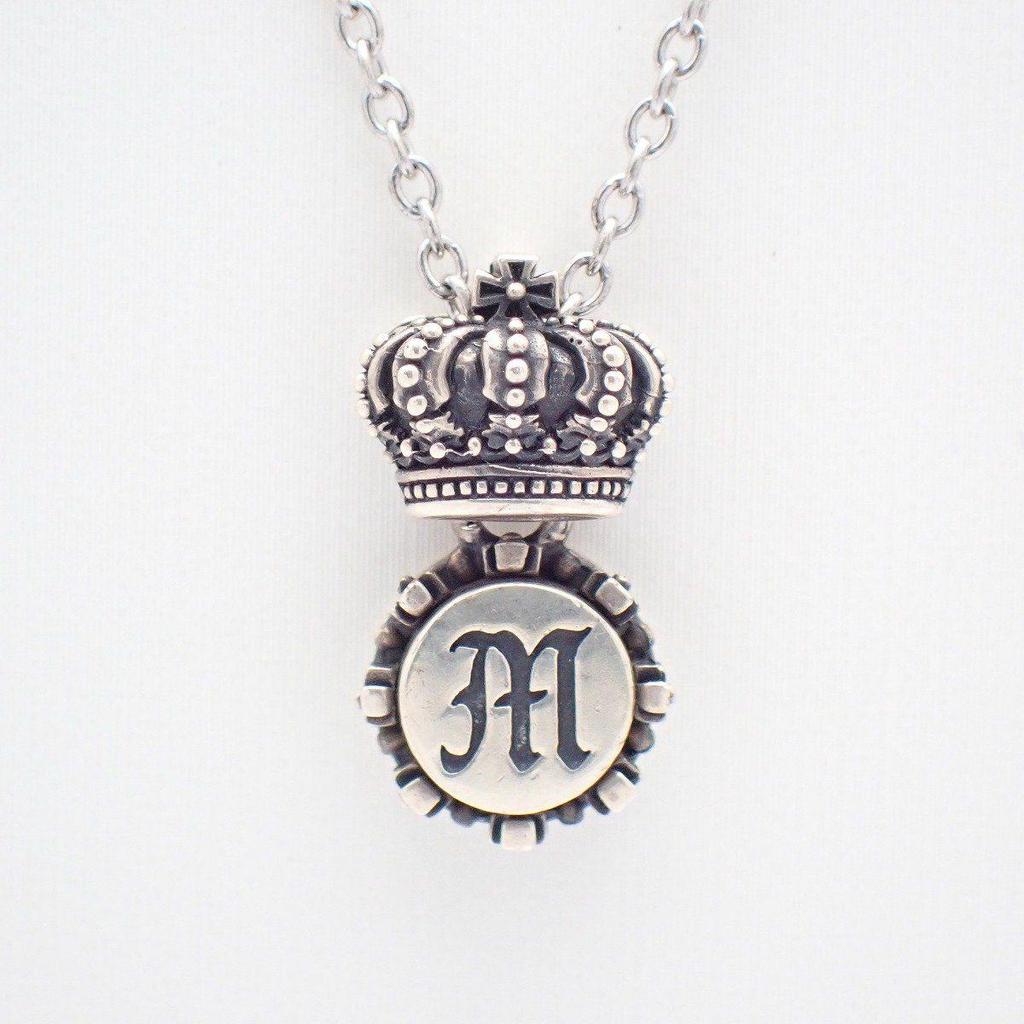Used JUSTIN DAVIS DREAM TIME Crown Initial M Necklace Silver 925 [Ioki Pawnshop]