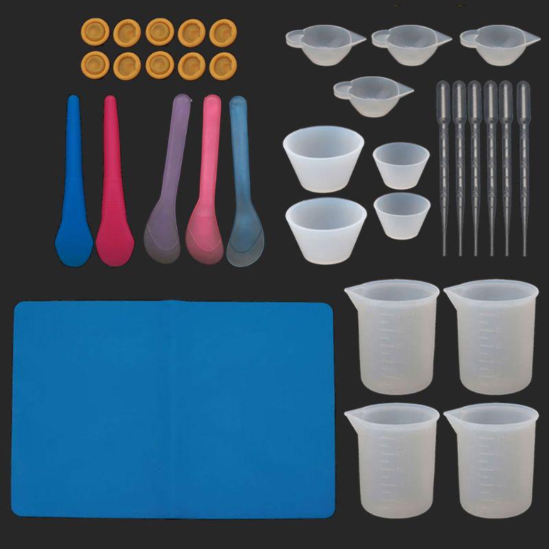 Reusable Nonstick Silicone Mat Silicone Resin Measuring Cups Tool Kit