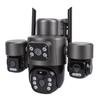 3 Lens Solar Security Camera 6MP HD 360 Degree Viewing Angle IP66 Water Proof Motion Detection WiFi Smart for Outdoor