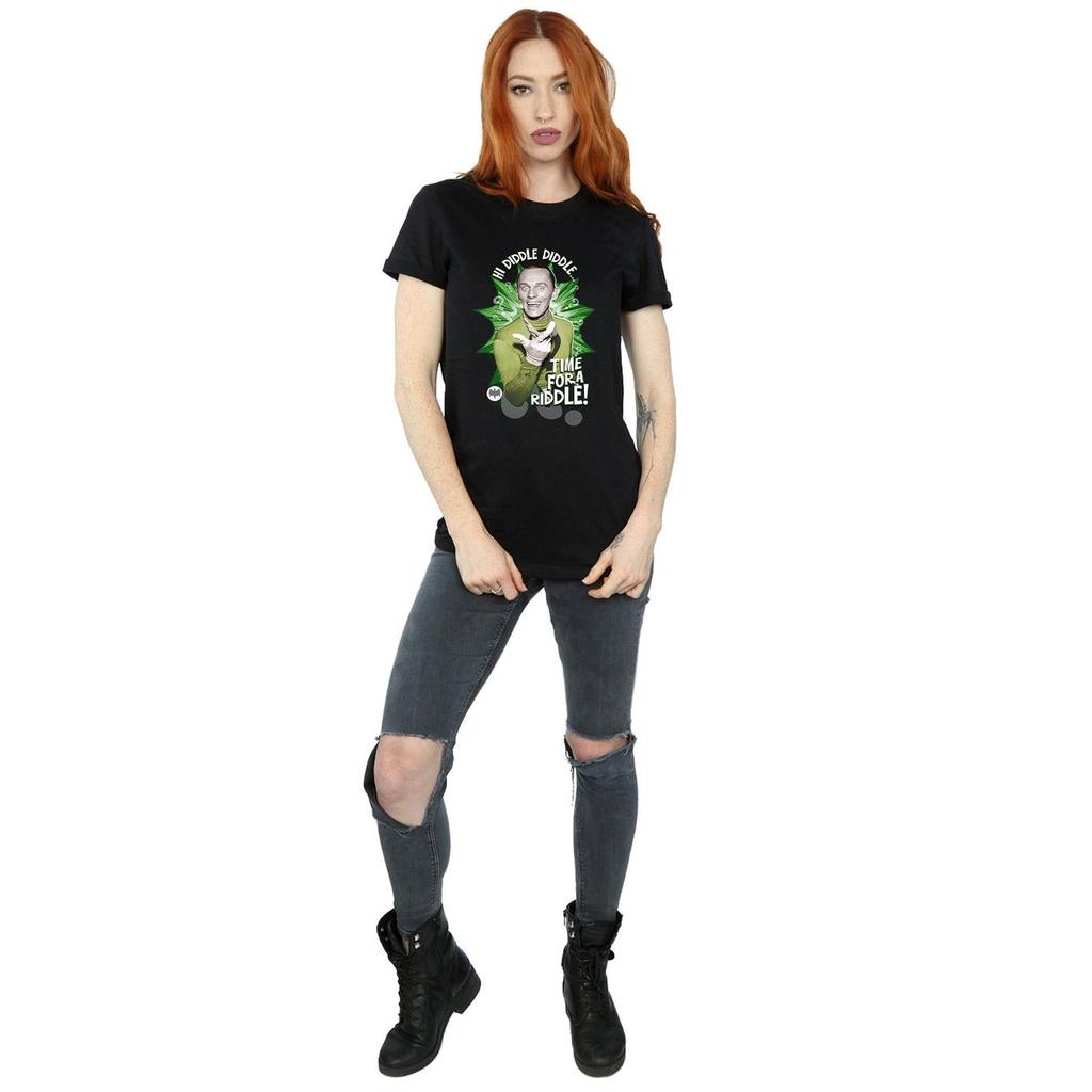 DC Comics Womens/Ladies Batman TV Series The Riddler Time for a Riddle Cotton Boyfriend T-Shirt