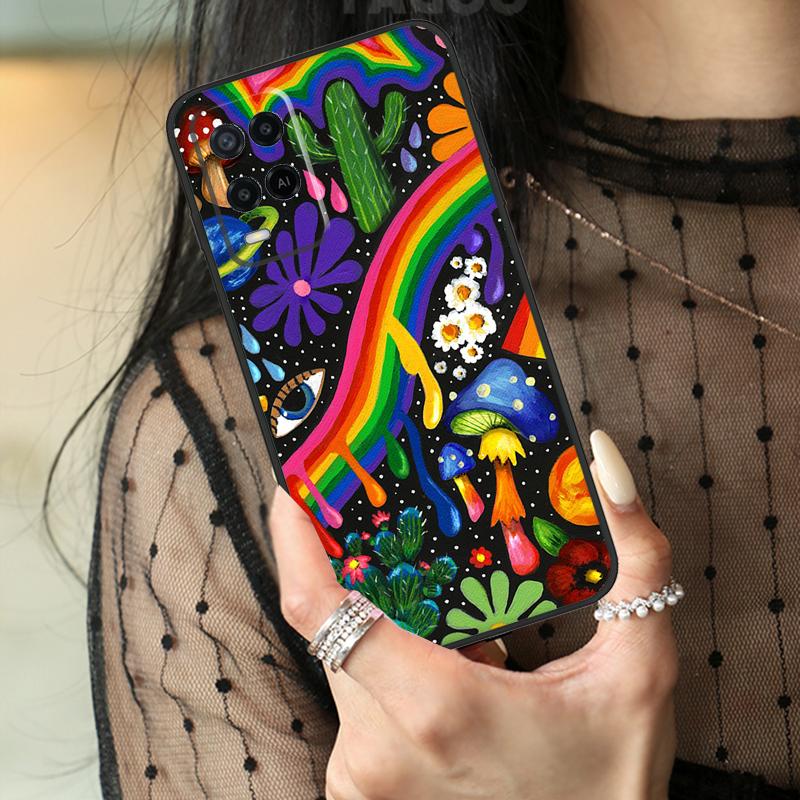 Indie Hippie Art Case For Oppo A78 A98 A18 A38 A58 A60 A80 A40 A96 A76 A16 A94 A74 A54 A15 A17 A57 A77 A5 Pro