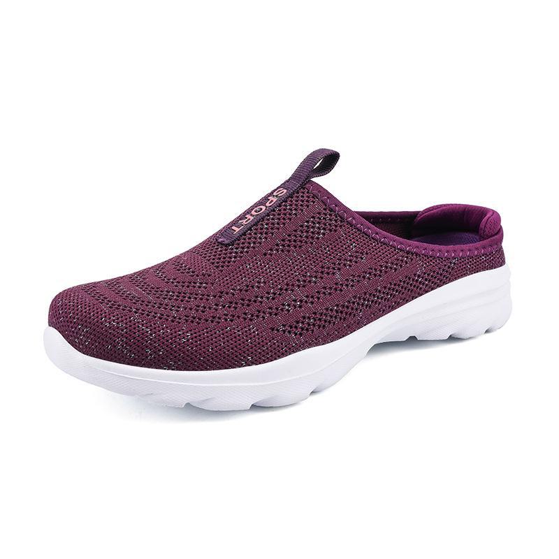 2024 Women's Breathable Mesh Slip-On Walking Shoes - Large Size, Casual Half-Drag Design