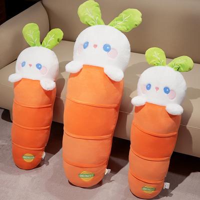 Carrot Rabbit Plush Pillow Toys Adorable Bunny Dolls Stuffed Pillow Soft Animal Cushion Kids Birthday Christmas Gifts