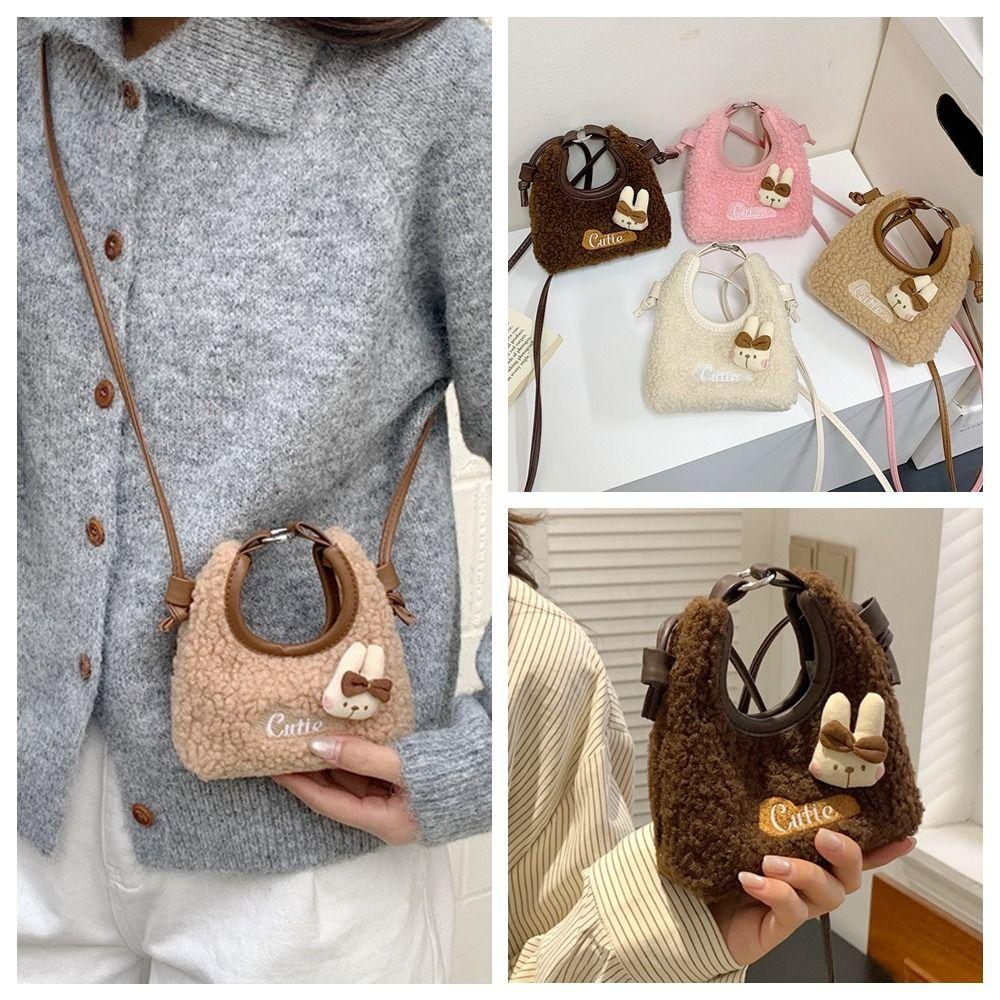Cute Furry Handbag Rabbit Mini Shoulder Bag Creative Plush Crossbody Bag  Autumn Winter