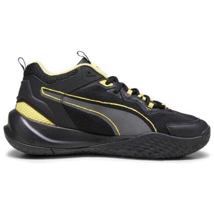 Puma Playmaker Simple Versatile Non-Slip Mid-Top Basketball Shoes Unisex Sneakers Black Gray Yellow 392330-07