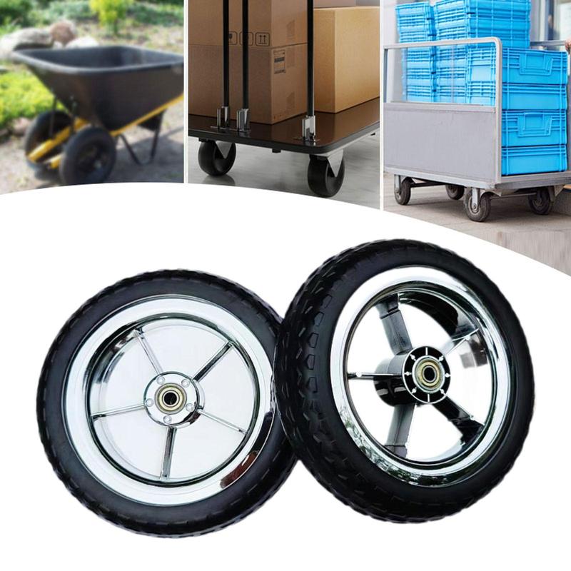 Pneumatic Wheel Trolley Cart Wheel Black 20cm Universal Fit for Shopping Basket on Wheels Wagon and Storage Cart