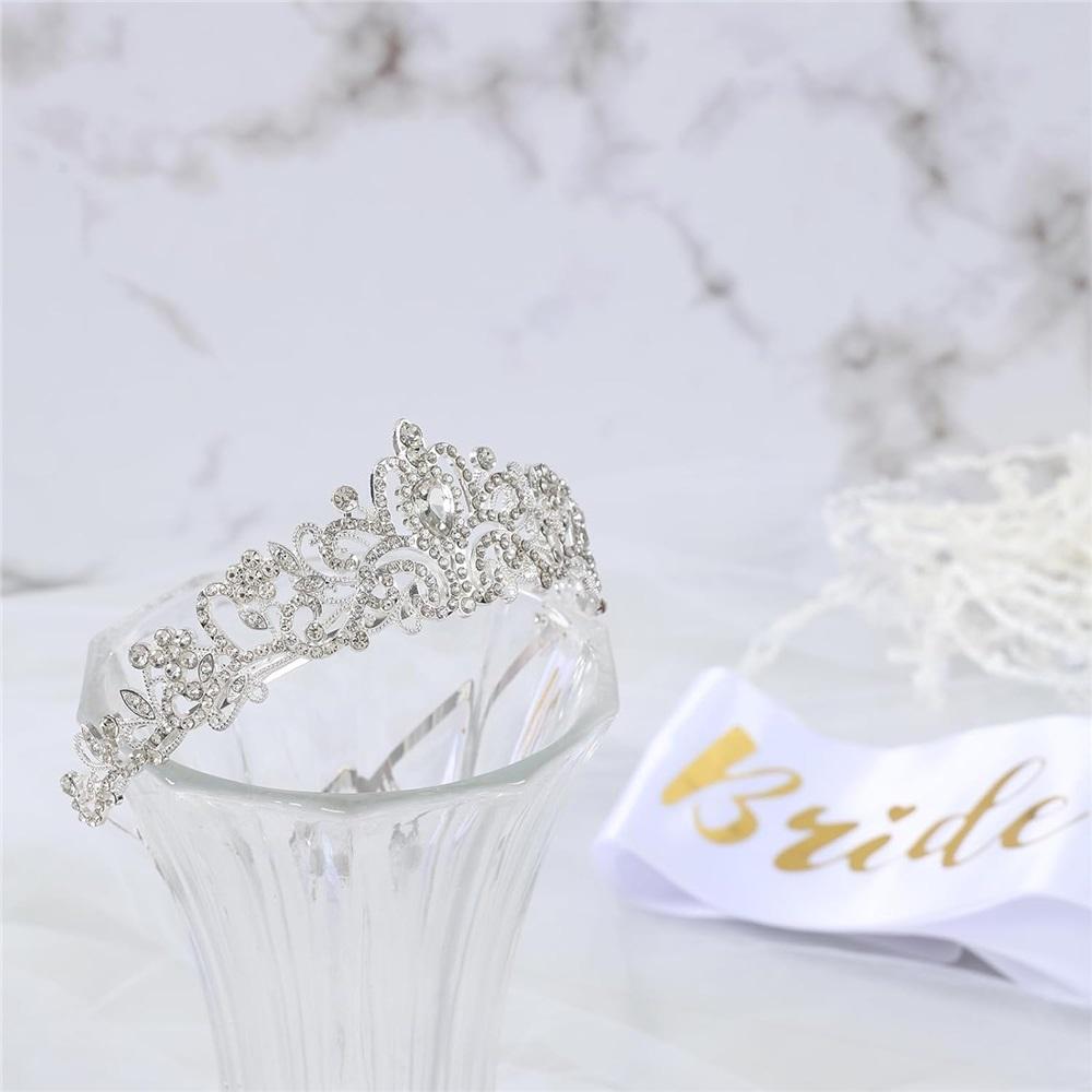 3-piece Bachelorette Party Decoration Set: Bride Gift Crown, Bride-to-be Sash and Veil