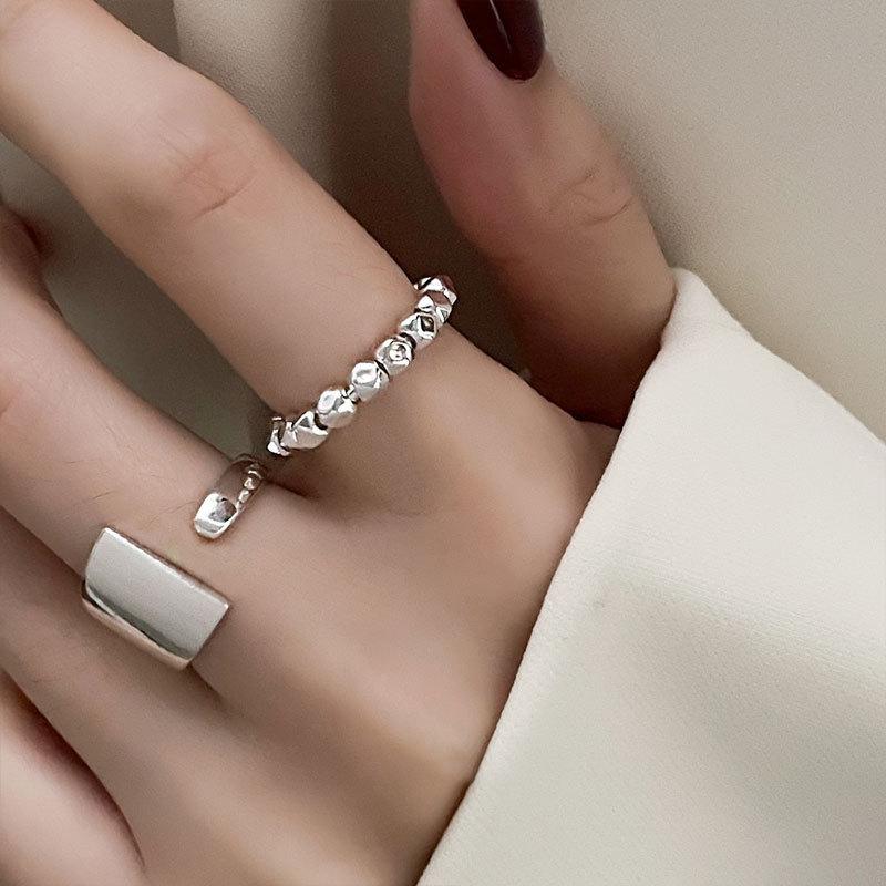 Korean Style Contemporary S925 Silver Open Ring With Sparkling Detail Women For