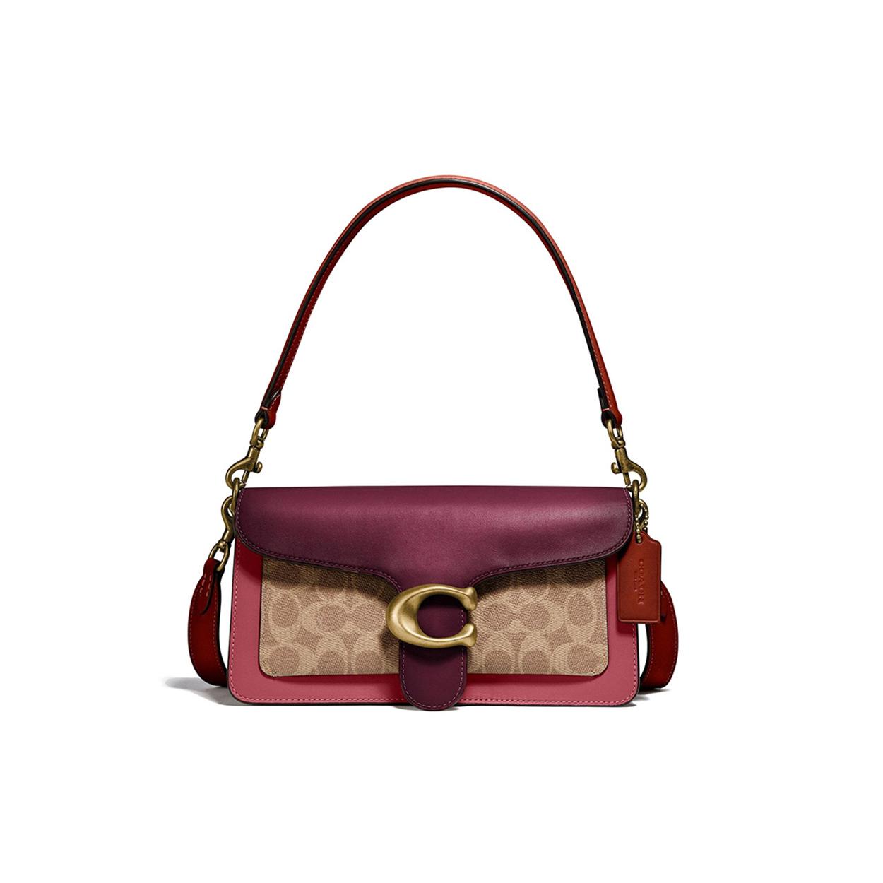 

New COACH Tabby Leather Dionysus Shoulder Bag, Handbag Medium Size Women s Brown Red 91215-B4TA 25.9*6.6*13.0CM