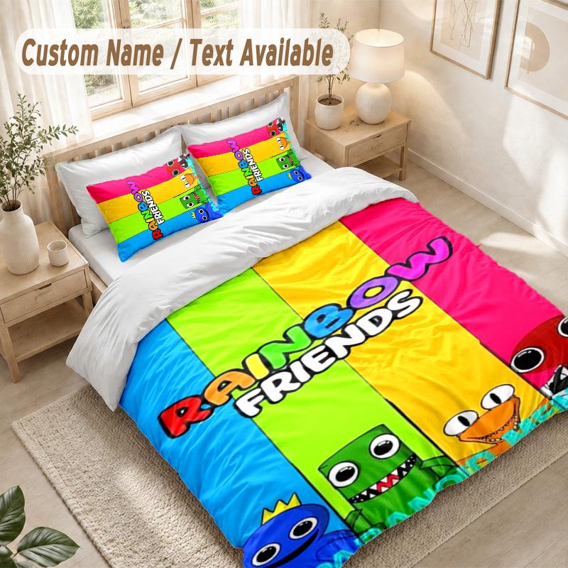 Regenbogenfreunde Bettwäsche-Set, 1 Bettbezug & 2 Kissenbezüge Weich Bequem Schlafzimmer Heimtextil Dekoration