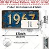 2D Flat, 1pc Vintage "1967" Aluminum Metal Sign - 12"x6" Rustic Wall Decor with Distressed Blue & Yellow Design