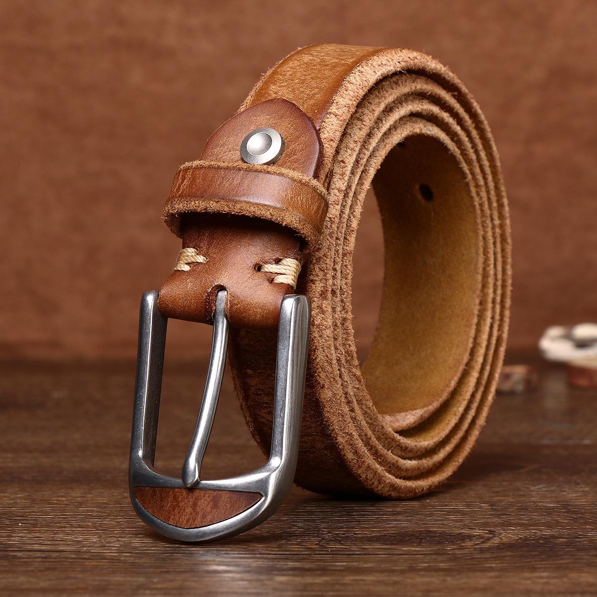 

Кожаный ремень с индивидуальным дизайном, очень толстый, скошенный, ретро, ручной работы, мужской, первый слой, ремень из коровьей кожи для повседневных брюк 125cm хаки