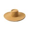 European, American autumn and winter new simple and fashionable halo ring flat top big brim wool top hat catwalk shopping big edge felt hat
